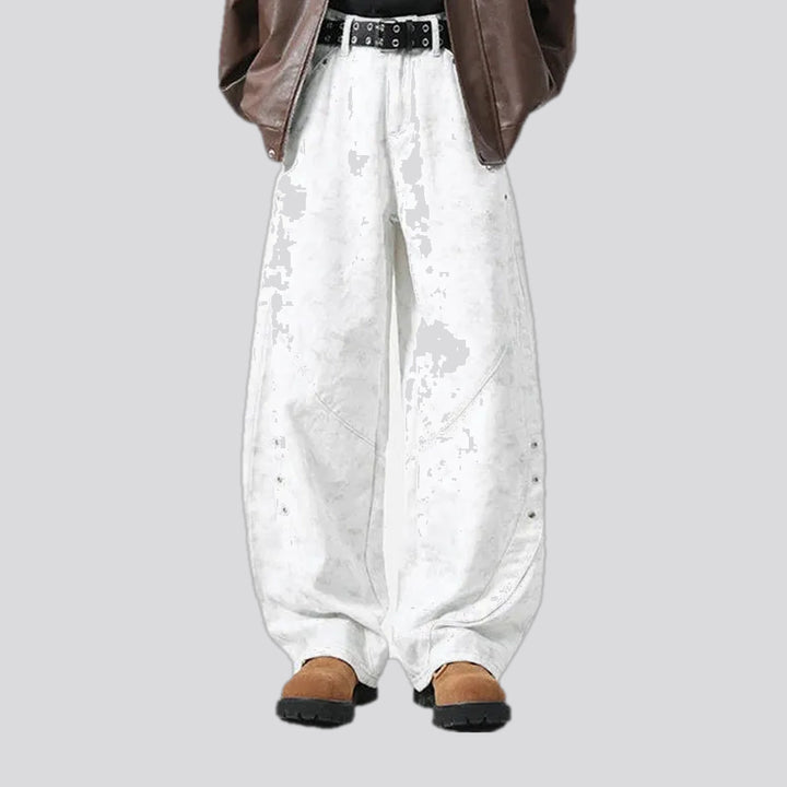 Slouchy fit with metal studs men's jean pants