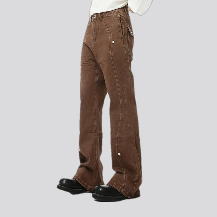 Mid-waist button jeans for men