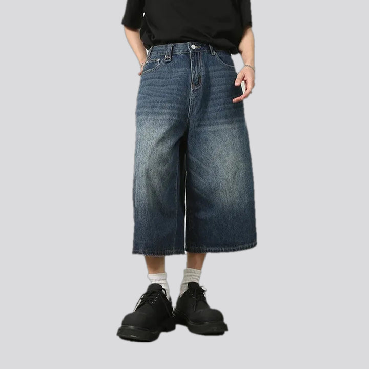 Smooth creased look casual men's jeans shorts