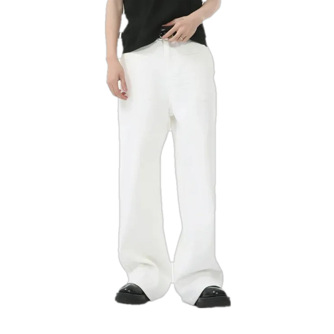 Baggy Casual Midweight Jean Pants for Men - White