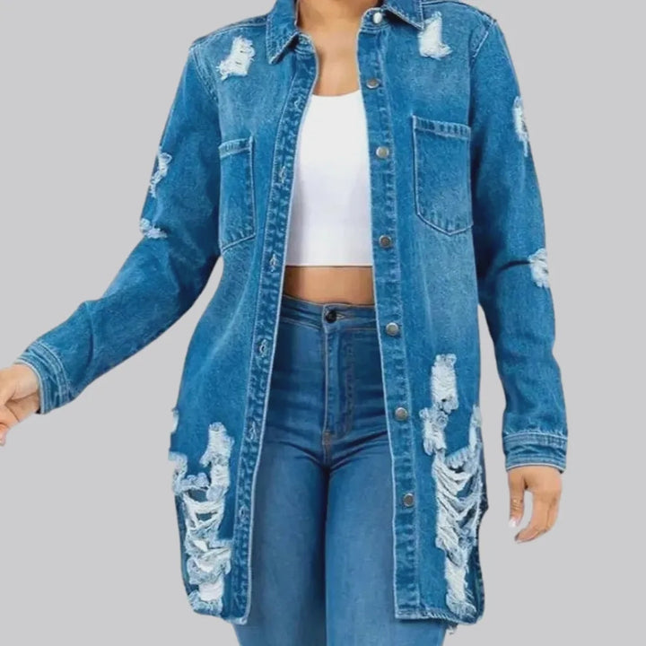 Chic distressed jeans shirt for women | Jeans4you.shop
